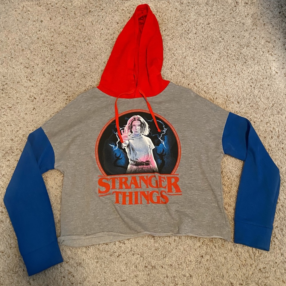 Cropped stranger things hoodie.